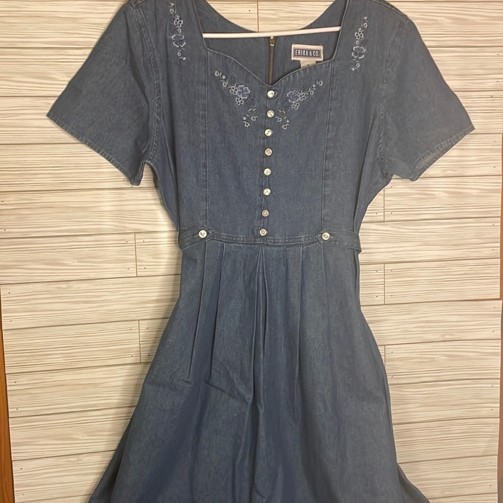 Erika & Co. vintage cottagecore denim dress size medium